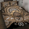 Personalised Australia Wombat Quilt Bed Set Aussie Map Indigenous Art