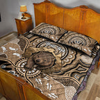 Personalised Australia Wombat Quilt Bed Set Aussie Map Indigenous Art