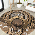 Personalised Australia Wombat Round Carpet Aussie Map Indigenous Art