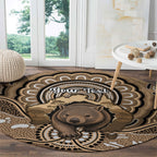 Personalised Australia Wombat Round Carpet Aussie Map Indigenous Art