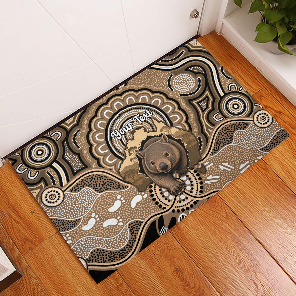 Personalised Australia Wombat Rubber Doormat Aussie Map Indigenous Art