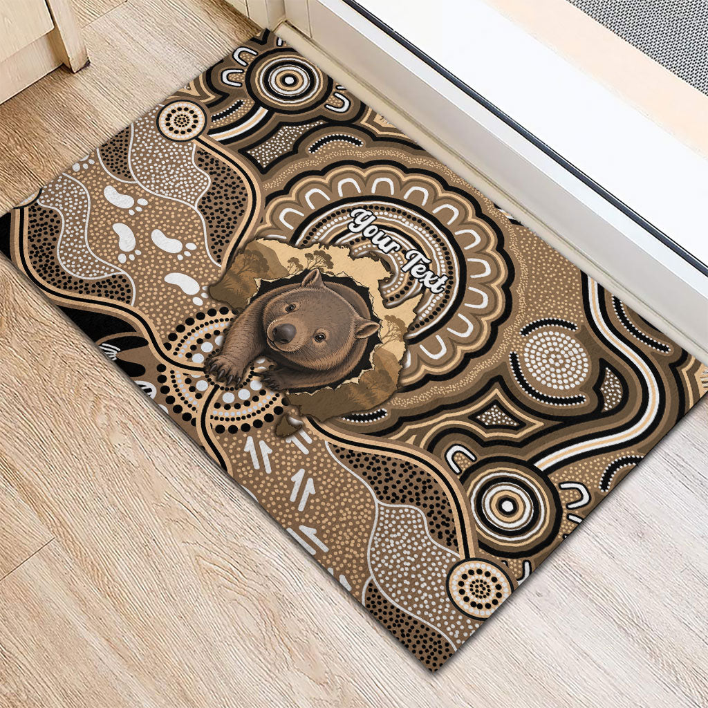 Personalised Australia Wombat Rubber Doormat Aussie Map Indigenous Art