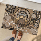 Personalised Australia Wombat Rubber Doormat Aussie Map Indigenous Art