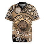 Personalised Australia Wombat Rugby Jersey Aussie Map Indigenous Art