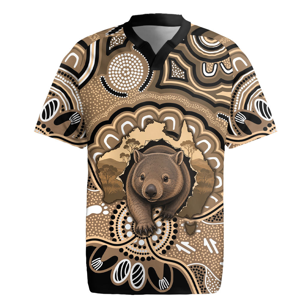 Personalised Australia Wombat Rugby Jersey Aussie Map Indigenous Art