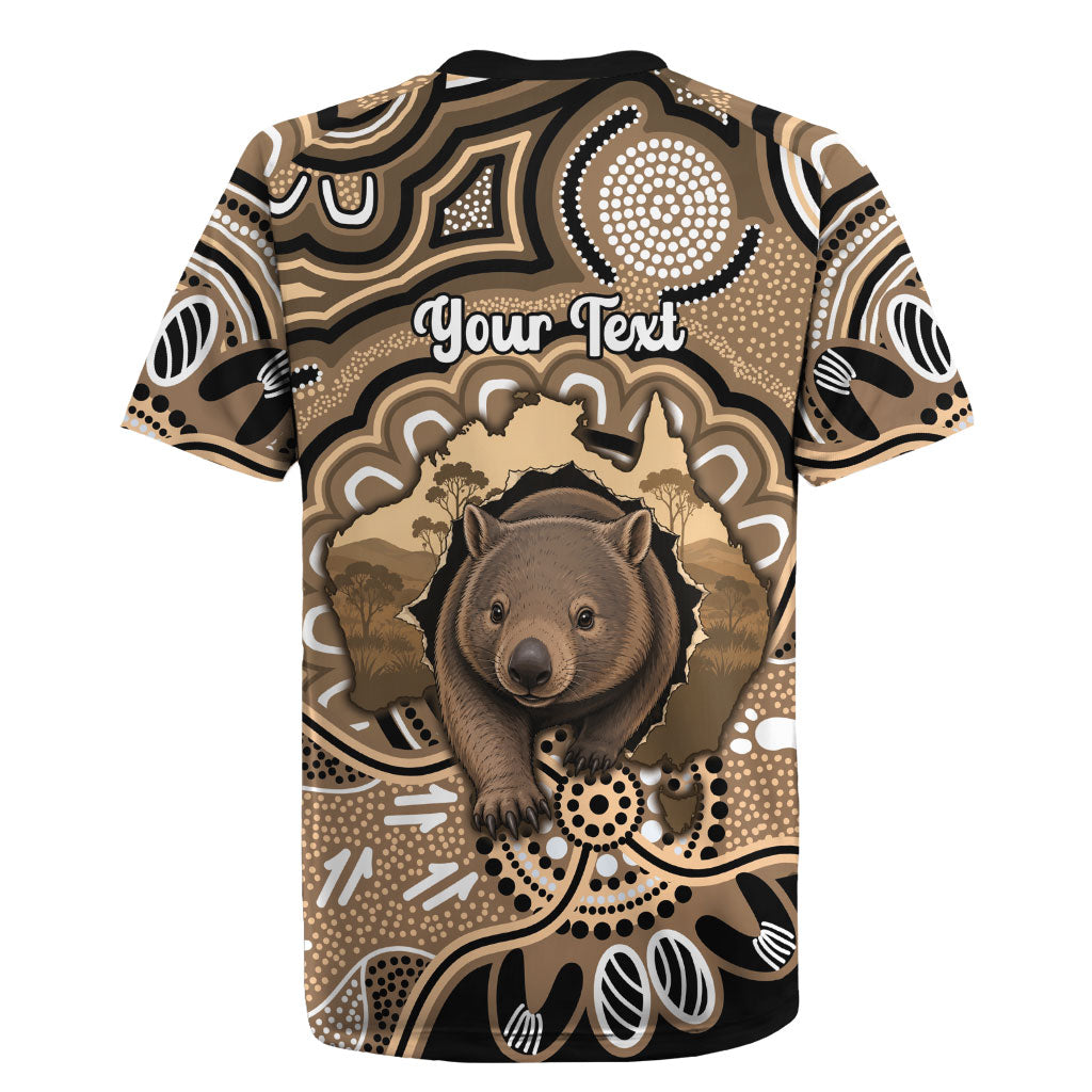 Personalised Australia Wombat Rugby Jersey Aussie Map Indigenous Art