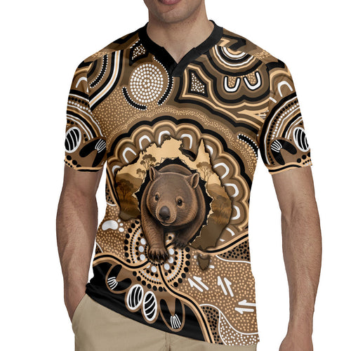Personalised Australia Wombat Rugby Jersey Aussie Map Indigenous Art