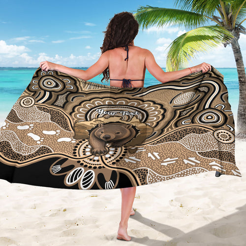 Personalised Australia Wombat Sarong Aussie Map Indigenous Art
