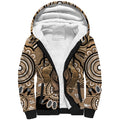 Personalised Australia Wombat Sherpa Hoodie Aussie Map Indigenous Art