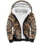Personalised Australia Wombat Sherpa Hoodie Aussie Map Indigenous Art