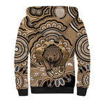 Personalised Australia Wombat Sherpa Hoodie Aussie Map Indigenous Art