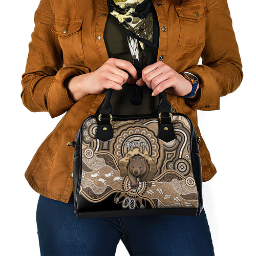 Personalised Australia Wombat Shoulder Handbag Aussie Map Indigenous Art
