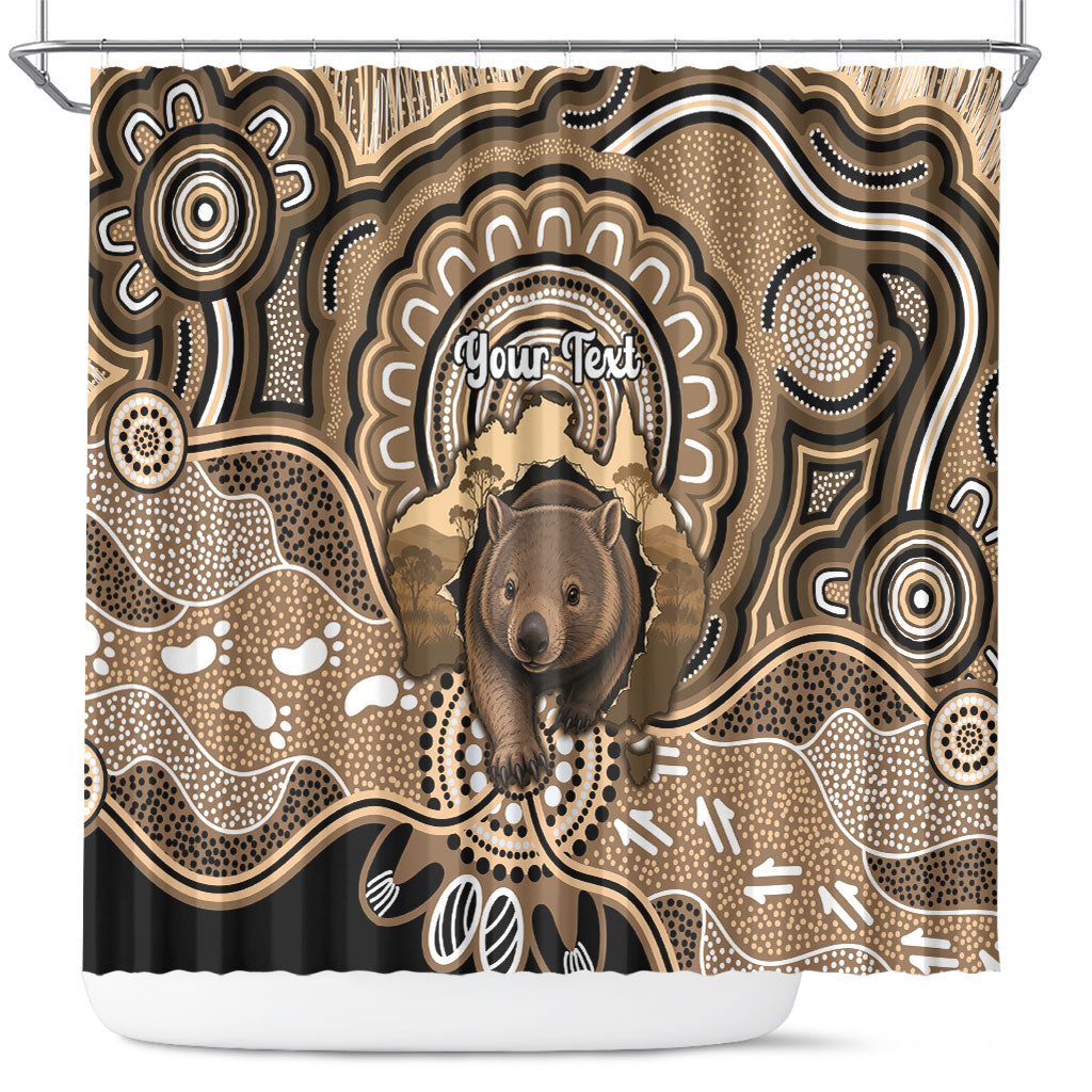 Personalised Australia Wombat Shower Curtain Aussie Map Indigenous Art