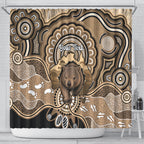 Personalised Australia Wombat Shower Curtain Aussie Map Indigenous Art