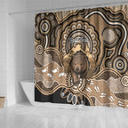 Personalised Australia Wombat Shower Curtain Aussie Map Indigenous Art