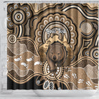 Personalised Australia Wombat Shower Curtain Aussie Map Indigenous Art