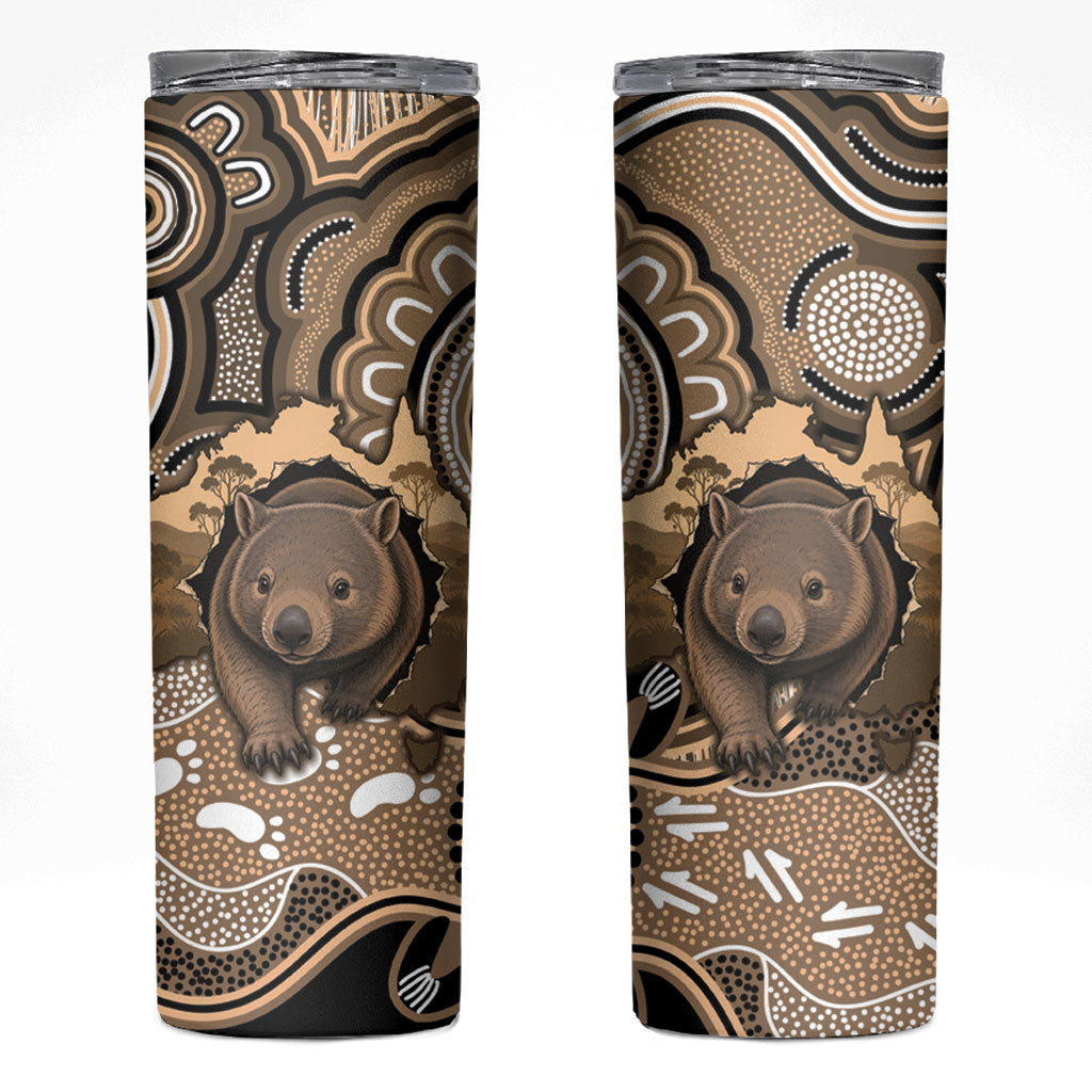 Personalised Australia Wombat Skinny Tumbler Aussie Map Indigenous Art