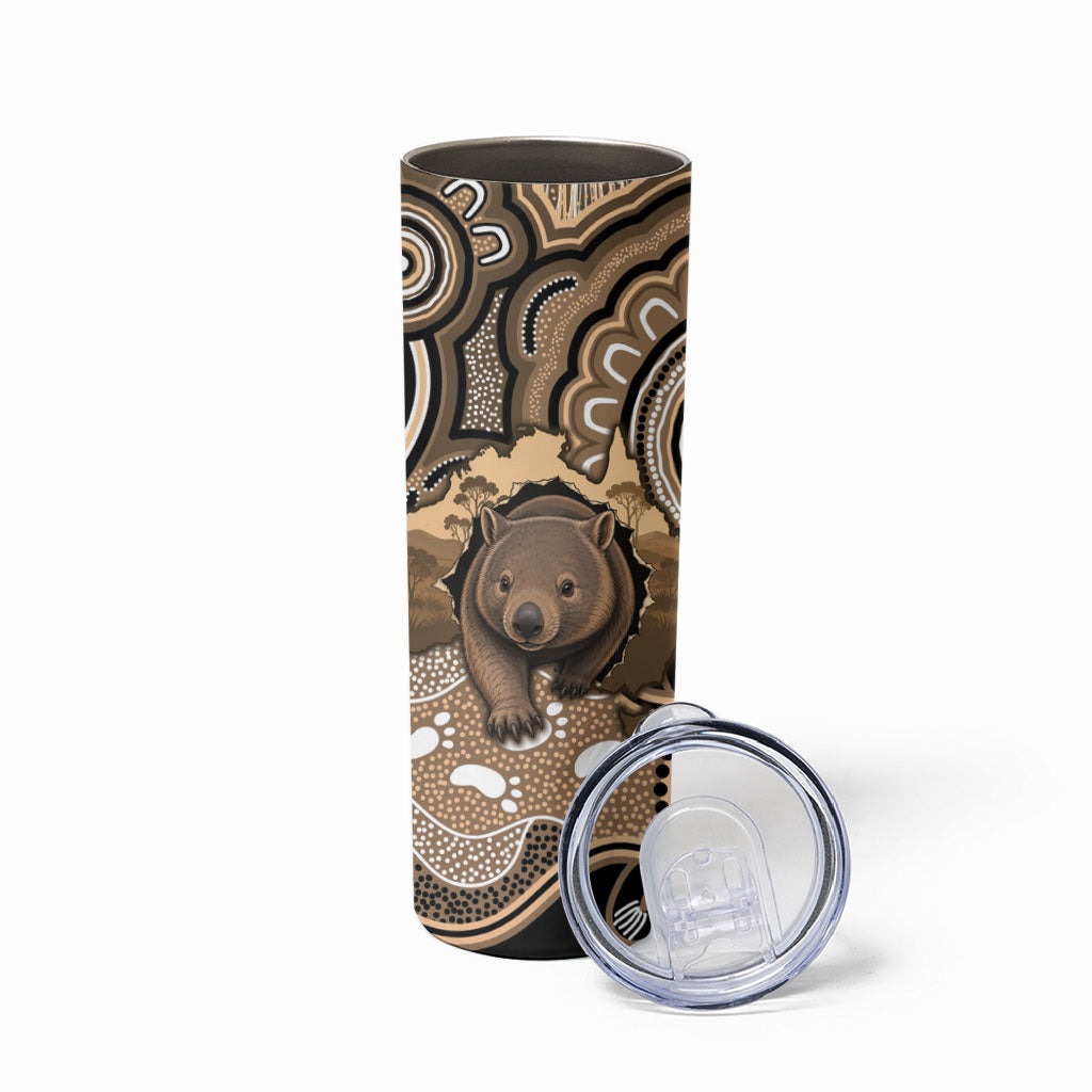 Personalised Australia Wombat Skinny Tumbler Aussie Map Indigenous Art