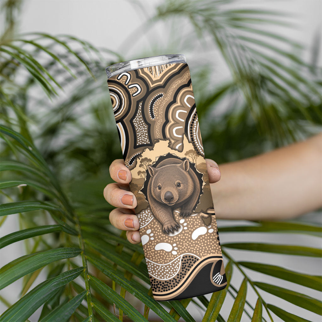 Personalised Australia Wombat Skinny Tumbler Aussie Map Indigenous Art