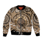 Personalised Australia Wombat Sleeve Zip Bomber Jacket Aussie Map Indigenous Art