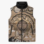 Personalised Australia Wombat Sleeveless Puffer Jacket Aussie Map Indigenous Art