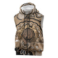 Personalised Australia Wombat Sleeveless Zip Hoodie Aussie Map Indigenous Art
