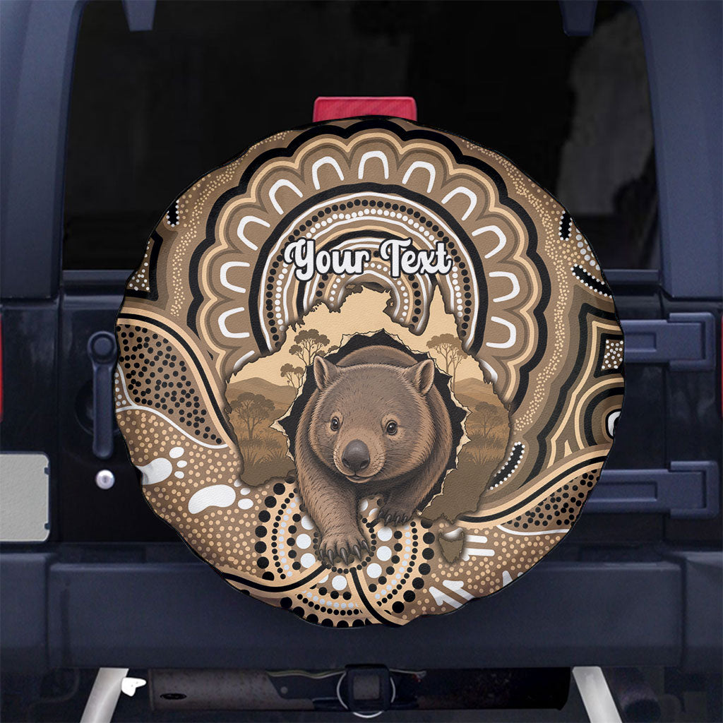 Personalised Australia Wombat Spare Tire Cover Aussie Map Indigenous Art