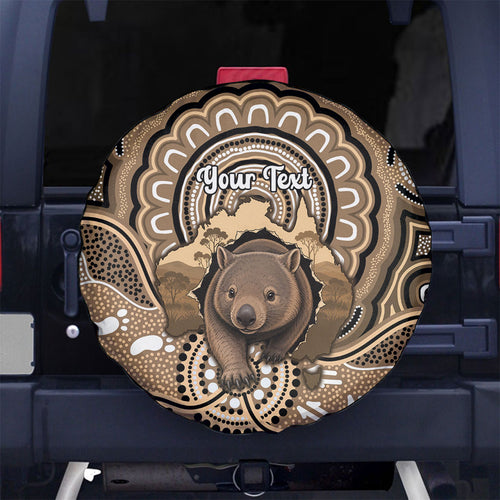 Personalised Australia Wombat Spare Tire Cover Aussie Map Indigenous Art