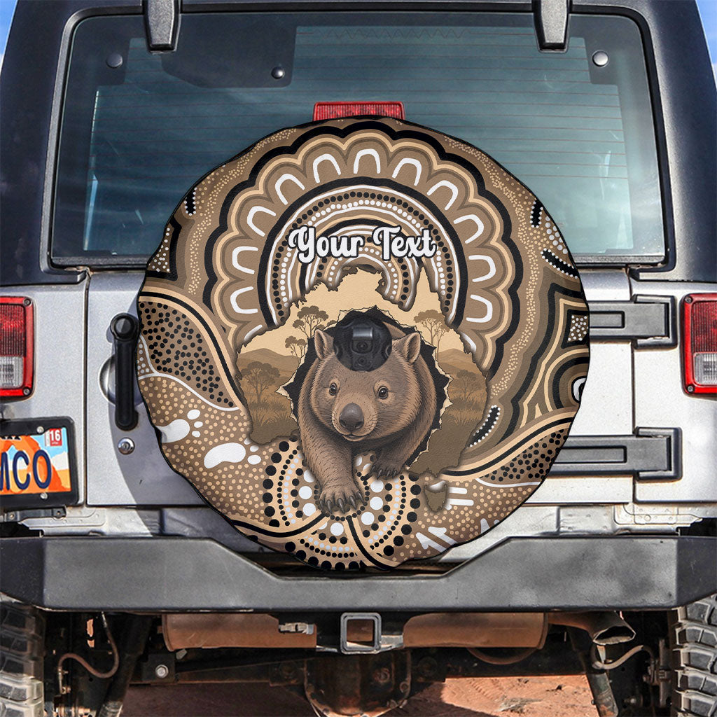 Personalised Australia Wombat Spare Tire Cover Aussie Map Indigenous Art