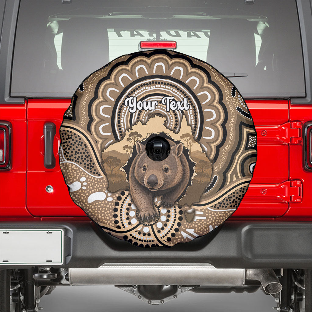 Personalised Australia Wombat Spare Tire Cover Aussie Map Indigenous Art