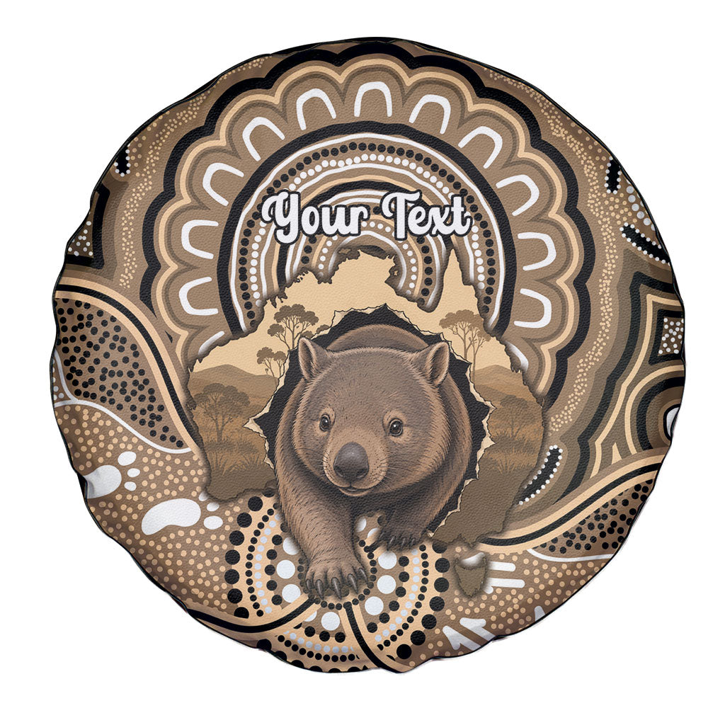 Personalised Australia Wombat Spare Tire Cover Aussie Map Indigenous Art