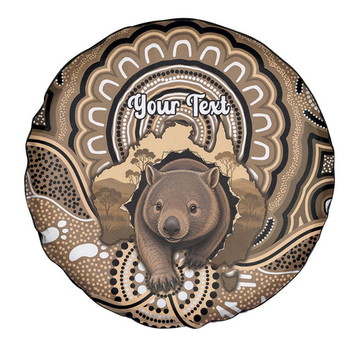 Personalised Australia Wombat Spare Tire Cover Aussie Map Indigenous Art