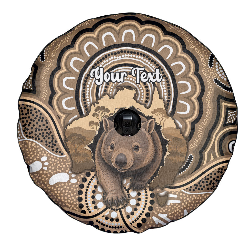 Personalised Australia Wombat Spare Tire Cover Aussie Map Indigenous Art