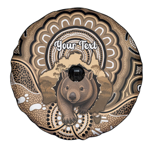 Personalised Australia Wombat Spare Tire Cover Aussie Map Indigenous Art