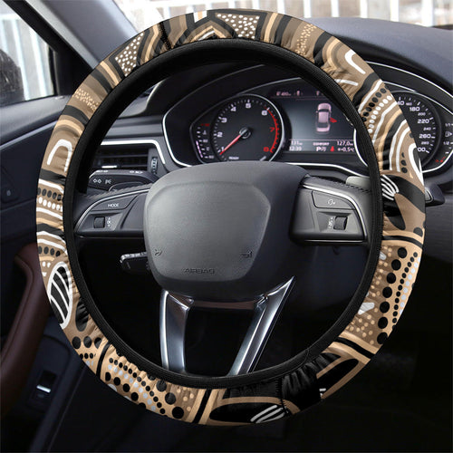 Australia Wombat Steering Wheel Cover Aussie Map Indigenous Art
