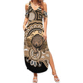 Personalised Australia Wombat Summer Maxi Dress Aussie Map Indigenous Art