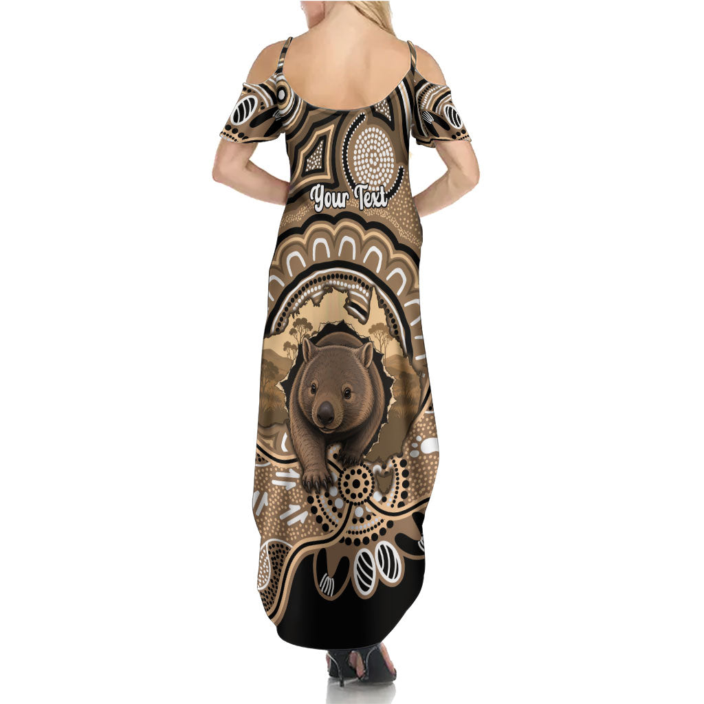 Personalised Australia Wombat Summer Maxi Dress Aussie Map Indigenous Art