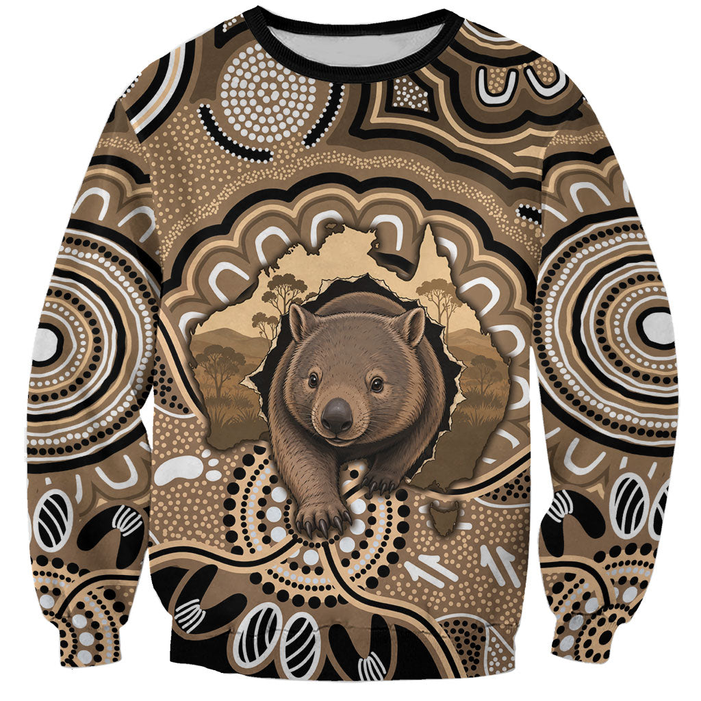 Personalised Australia Wombat Sweatshirt Aussie Map Indigenous Art