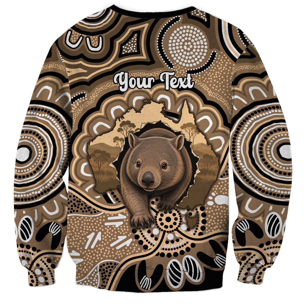 Personalised Australia Wombat Sweatshirt Aussie Map Indigenous Art