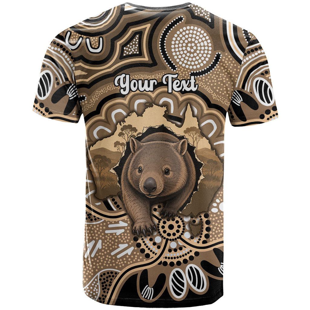 Personalised Australia Wombat T Shirt Aussie Map Indigenous Art