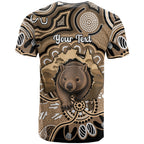 Personalised Australia Wombat T Shirt Aussie Map Indigenous Art