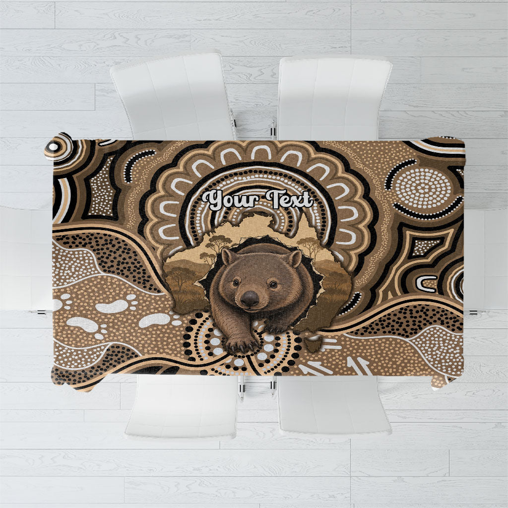 Personalised Australia Wombat Tablecloth Aussie Map Indigenous Art