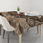 Personalised Australia Wombat Tablecloth Aussie Map Indigenous Art