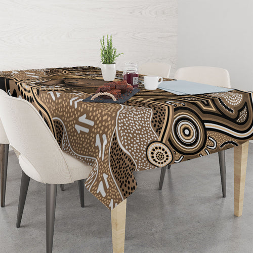 Personalised Australia Wombat Tablecloth Aussie Map Indigenous Art