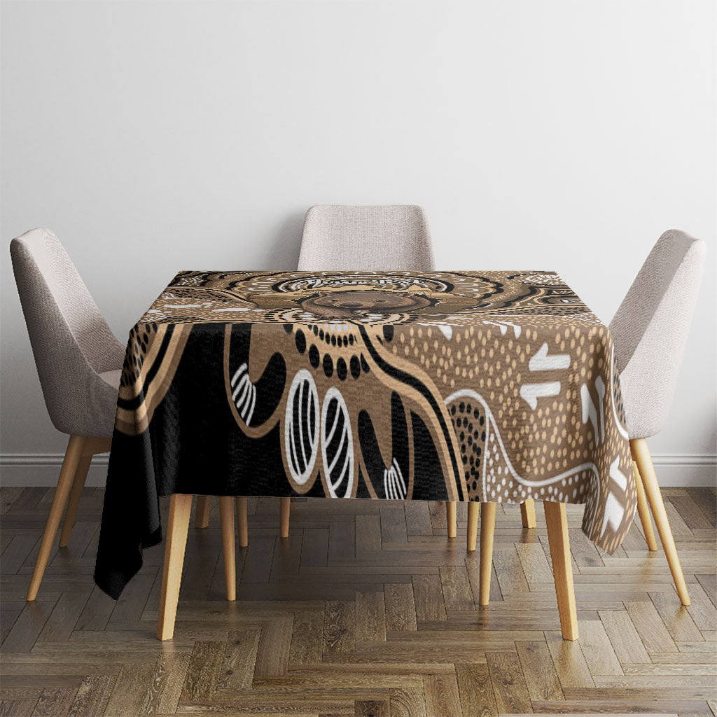 Personalised Australia Wombat Tablecloth Aussie Map Indigenous Art