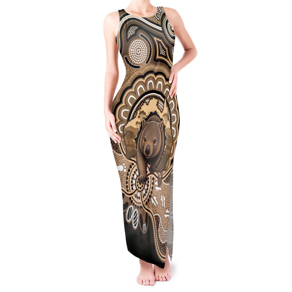 Personalised Australia Wombat Tank Maxi Dress Aussie Map Indigenous Art