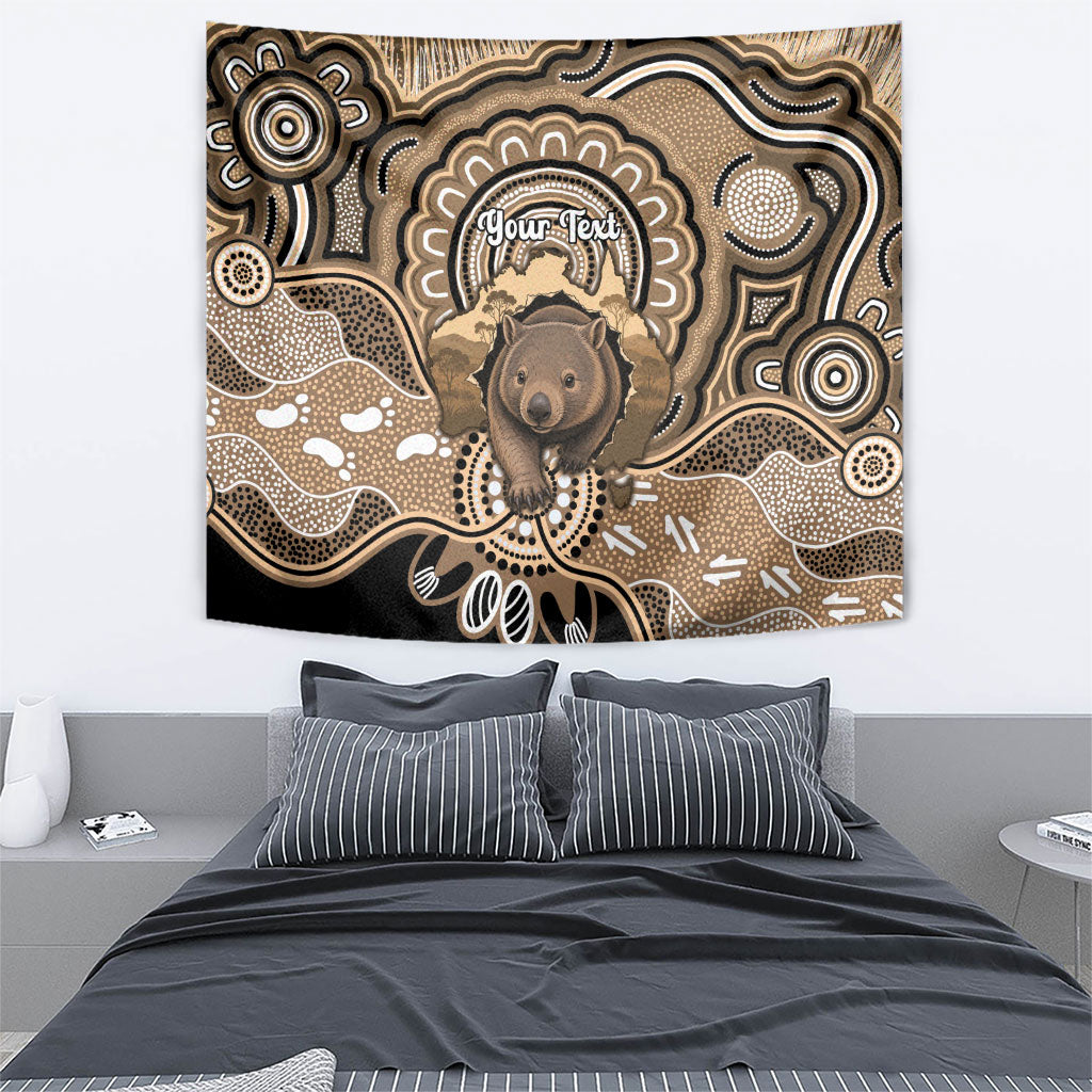 Personalised Australia Wombat Tapestry Aussie Map Indigenous Art