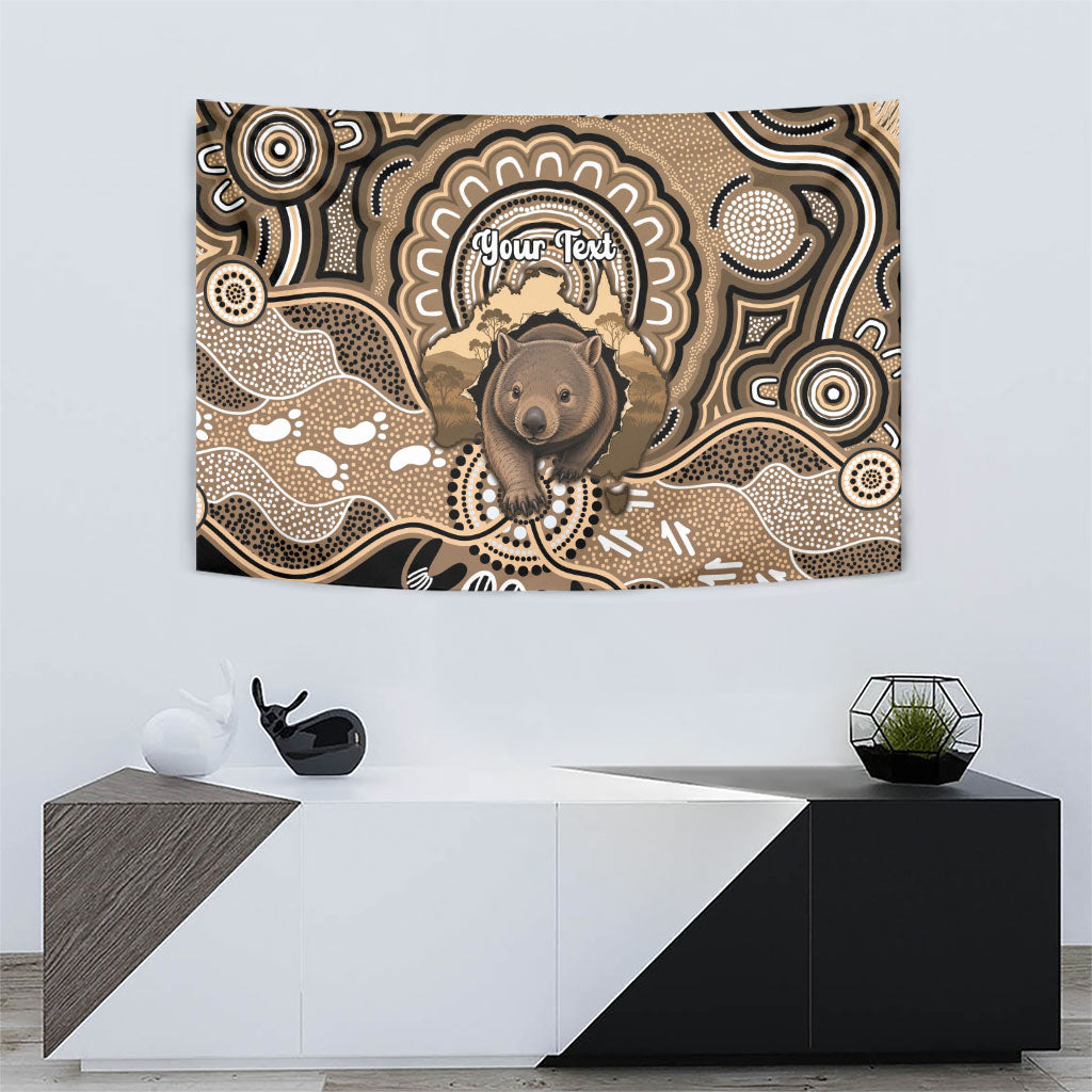 Personalised Australia Wombat Tapestry Aussie Map Indigenous Art