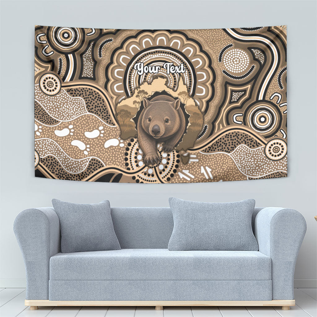 Personalised Australia Wombat Tapestry Aussie Map Indigenous Art