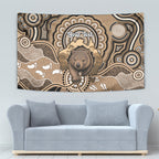 Personalised Australia Wombat Tapestry Aussie Map Indigenous Art